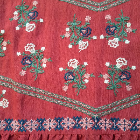 Polagram Red Long Sleeve Peplum Top with Folk Inspired Floral Embroidery Size M - Picture 8 of 12